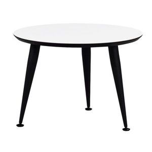 Bílý konferenční stolek s černými nohami Folke Strike, výška 40 cm x ∅ 56 cm