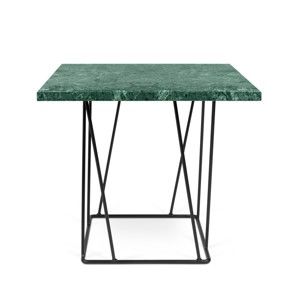 Zelený mramorový konferenční stolek s černými nohami TemaHome Helix, 50 cm