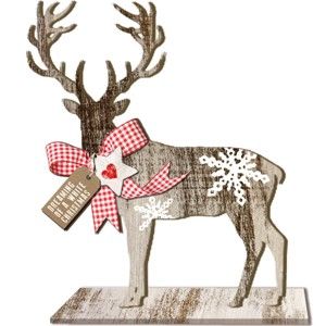 Dřevěná vánoční dekorace PPD Deer Large Country Xmas, výška 35 cm