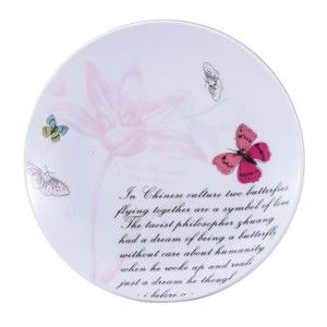 Dezertní porcelánový talíř Bergner Pink Butterfly, 19 cm