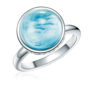 Prsten ve stříbrné a tyrkysové barvě s krystaly Swarovski Lilly & Chloe Sea, vel. 52