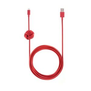 Červený synchronizační a nabíjecí kabel lightning pro iPhone Native Union Night Cable L, délka 3 m