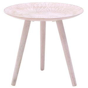 Růžový odkládací stolek z březového dřeva InArt Antique, ⌀ 44 cm