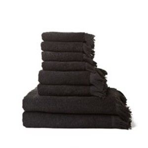 Set 6 černých bavlněných ručníků a 2 osušek Casa Di Bassi Bath