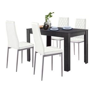 Set jídelního stolu v betonovém dekoru a 4 bílých jídelních židlí Støraa Lori and Barak, 120 x 80 cm