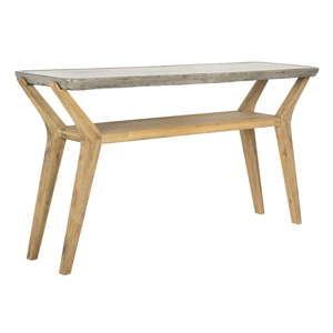 Betonový konferenční stolek s nohami z akáciového dřeva Safavieh, 140 x 45 cm