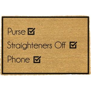 Rohožka z přírodního kokosového vlákna Artsy Doormats Purse Straighteners Phone 40 x 60 cm