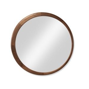 Nástěnné zrcadlo s rámem z ořechového dřeva Wewood - Portuguese Joinery Luna, Ø 120 cm