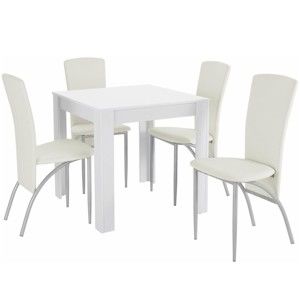 Set jídelního stolu a 4 bílých jídelních židlí Støraa Lori Nevada Duro Puro White
