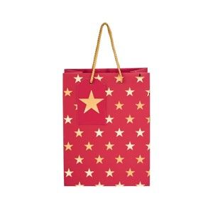 Červená dárková taška Butlers Hvězdy, výška 9,2 cm