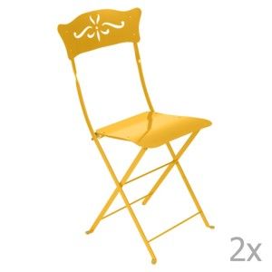 Sada 2 žlutých skládacích zahradních židlí Fermob Bagatelle