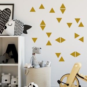 Sada žlutých samolepek na zeď North Carolina Scandinavian Home Decors Triangle