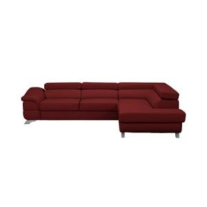 Červená rozkládací rohová pohovka koženskového vzhledu Windsor & Co Sofas Gamma, pravý roh