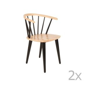 Sada 2 černých židlí z kaučukového dřeva White Label Gee