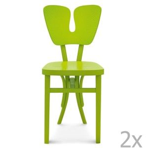 Sada 2 zelených dřevěných židlí Fameg Gitte