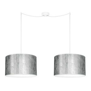 Dvojité stropní svítidlo ve stříbrné barvě s bílým kabelem Bulb Attack Tres