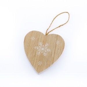 Dřevěné závěsné srdce Dakls Snowflake, výška 6,5 cm