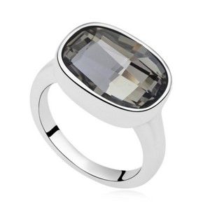 Prsten s černým krystalem Swarovski Uranium, velikost 52