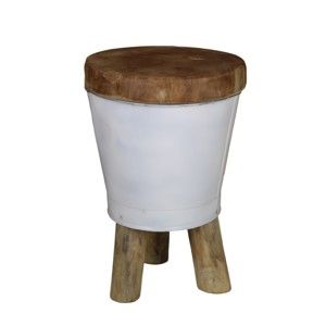 Stolička se sedákem z teakového dřeva HSM collection Bucket, výška 30 cm