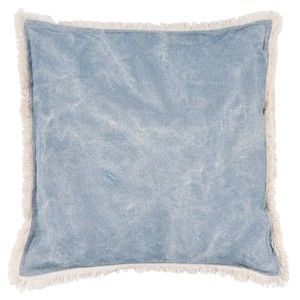 Modrý polštář Clayre & Eef Velvet, 45 x 45 cm