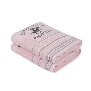 Sada 2 růžových ručníků na ruce, 90 x 50 cm