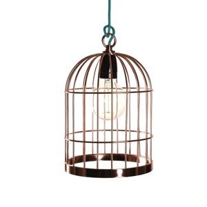 Závěsné světlo v měděné barvě Filament Style Bird Cage