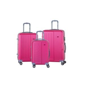 Sada 3 růžových cestovních kufrů na kolečkách se kódovým zámkem SINEQUANONE