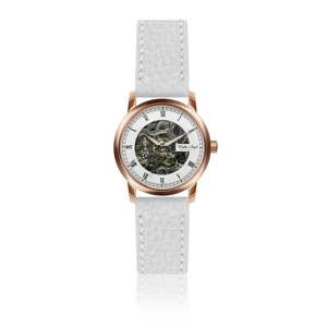 Dámské hodinky s bílým páskem z pravé kůže Walter Bach Miria