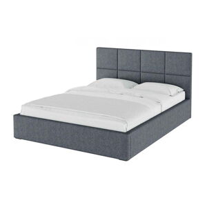 Šedá čalouněná dvoulůžková postel s úložným prostorem s roštem 160x200 cm Bufo Bed – MESONICA