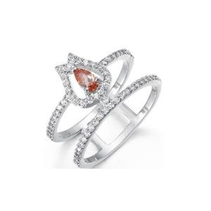 Prsten s bílými a oranžovými krystaly Swarovski Elements Crystals Mia, ø 13 mm