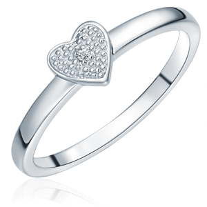 Stříbrný prsten s pravým diamantem Tess Diamonds Aline, vel. 58 cm