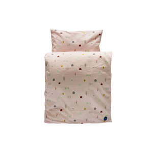 Set růžového dětského povlečení na peřinu a polštář z organické bavlny OYOY Happy Summer, 200 x 140 cm