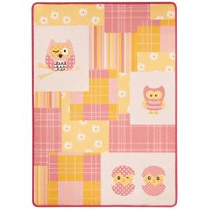 Dětský růžovo-žlutý koberec Zala Living Owl, 100 x 140 cm