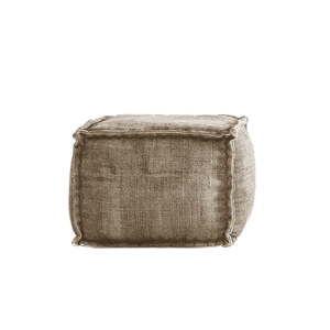 Pískově béžový puf Linen Couture Squared, 60 x 60 cm