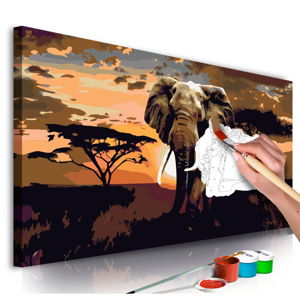 DIY set na tvorbu vlastního obrazu na plátně Artgeist Elephant Africa, 80 x 40 cm