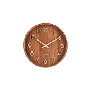 Hnědé nástěnné hodiny z lipového dřeva Karlsson Pure Small, ø 22 cm