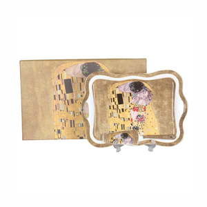 Servírovací tác ve zlaté barvě s náčiním na dort HOME ELEMENTS Klimt