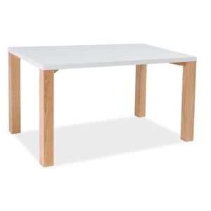 Jídelní stůl s bílou deskou a nohama z bukového dřeva Signal Egon, délka 120 cm