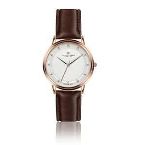 Unisex hodinky s tmavě hnědým páskem z pravé kůže Frederic Graff Thelma