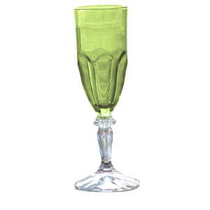 Sada 6 zelených plastových sklenic na sekt Sunvibes Happy, 120 ml