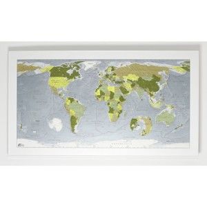 Zelená magnetická mapa světa The Future Mapping Company Colour Map, 130 x 72 cm