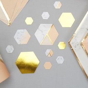 Sada 100 stolních dekorací Neviti Gold Colour Block Marble