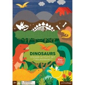 Skládací deska se znovupoužitelnými samolepkami Petit collage Dinosaurus