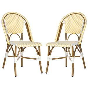 Sada 2 žluto-bílých proutěných židlí Safavieh Madrid