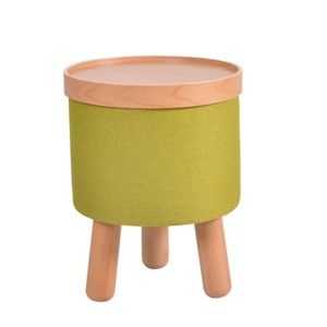 Zelená stolička s detaily z bukového dřeva a odnímatelnou deskou Garageeight Molde, ⌀ 35 cm