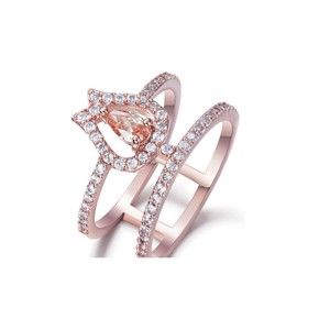 Prsten s bílými a oranžovými krystaly Swarovski Elements Crystals Molly, ø 13 mm