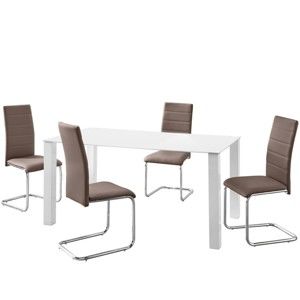 Sada stolu a 4 hnědých židlí Støraa Naral