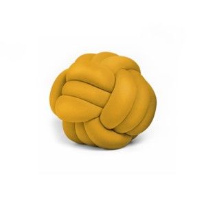 Hořčicově žlutý polštář Knot Decorative Cushion, ⌀ 30 cm