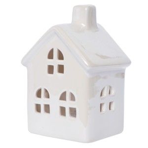 Bílá keramický svícen ve tvaru domku Ewax Maison Enniege, výška 11 cm