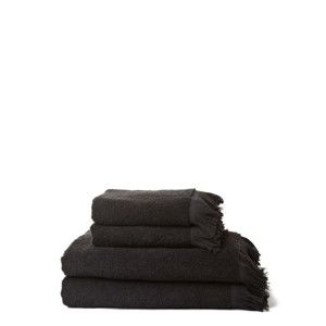 Set 2 černých ručníků a 2 osušek z čisté bavlny Casa Di Bassi